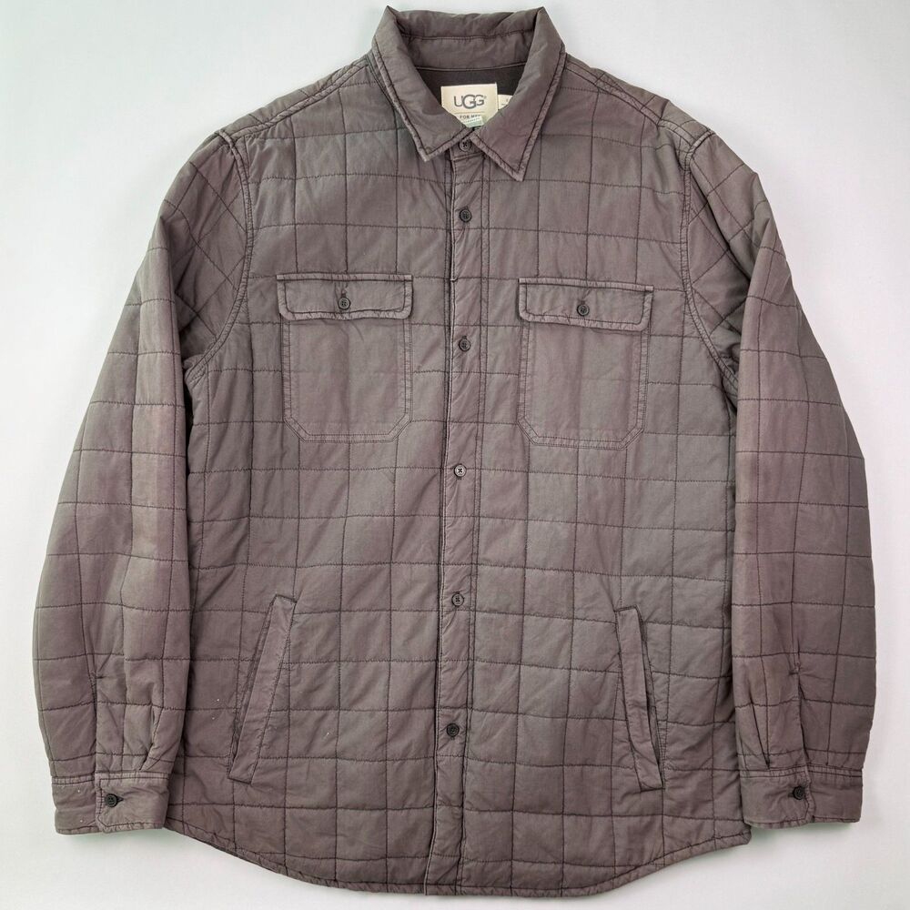UGG Quilted Shirt Jacket XL Charcoal Gray Button Up Shacket Coat